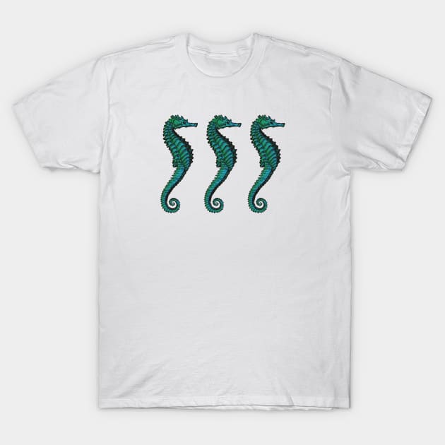 Seahorse Trio | Vintage Seahorses | Three Seahorses | T-Shirt by Eclectic At Heart